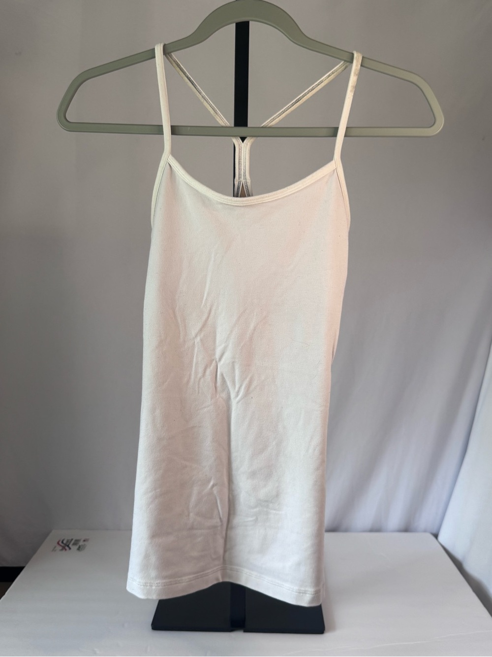 Lululemon Women's White Ribbed Tank Top - Classic Spaghetti Strap Activewear